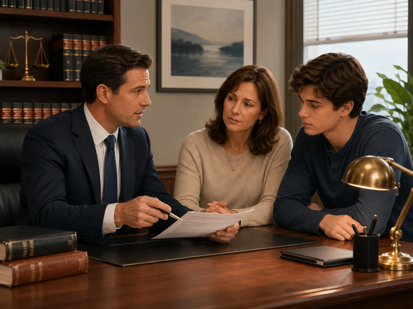 Family meeting with a criminal defense attorney to discuss a close-in-age case
