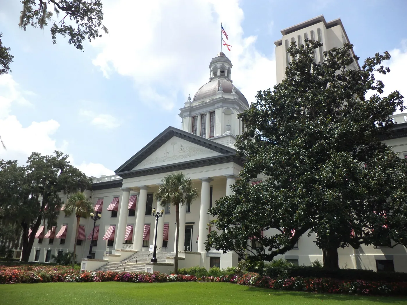 Historic and modern Florida capitol buildings in Tallahassee